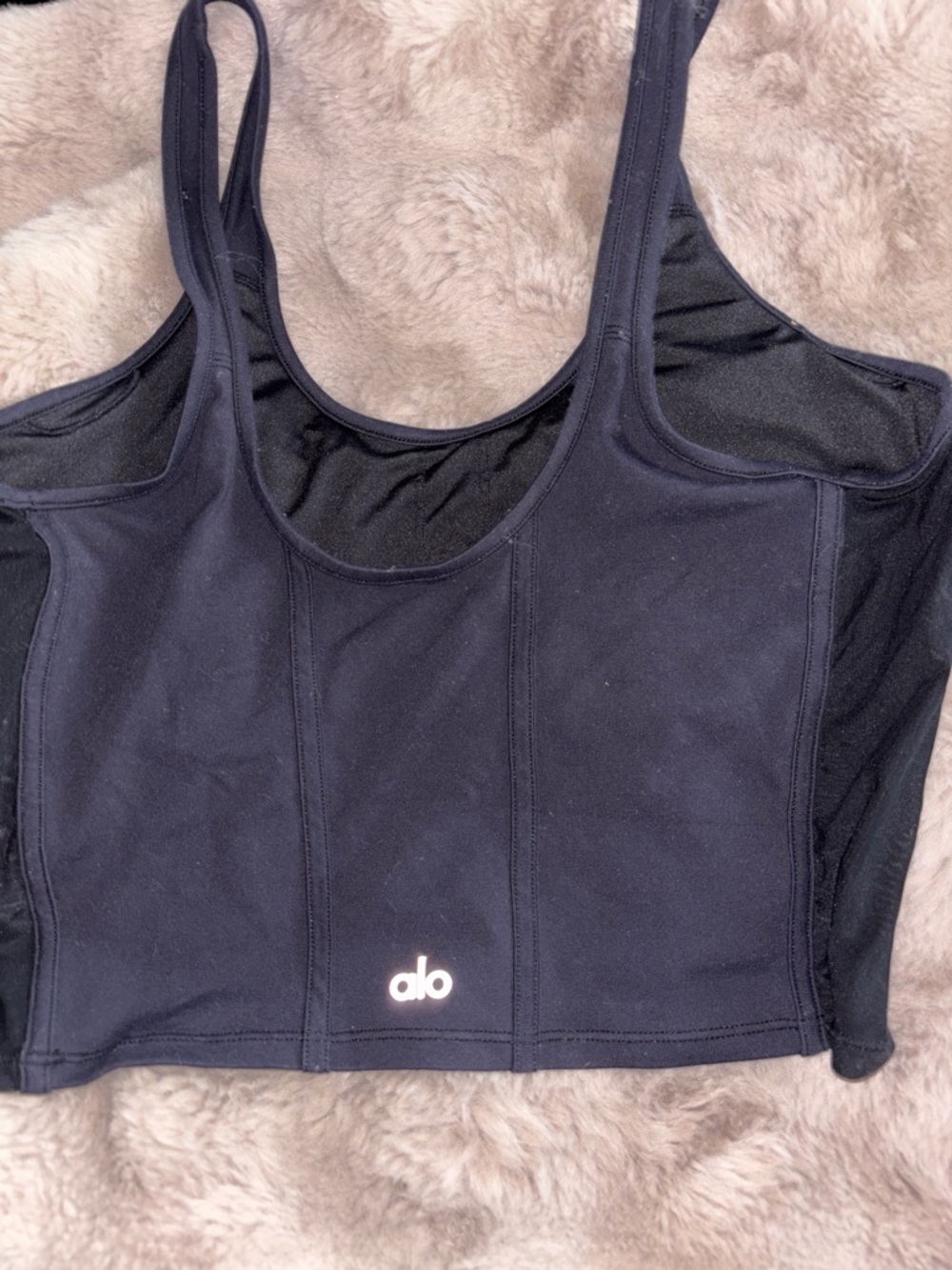 ALO Black Mesh Corset Sports Tank Size L